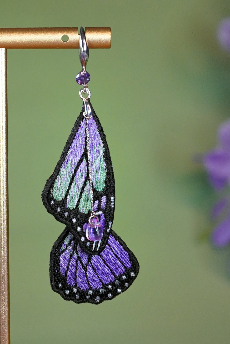 Boucles Ailes d'Améthystes - Majestueuses