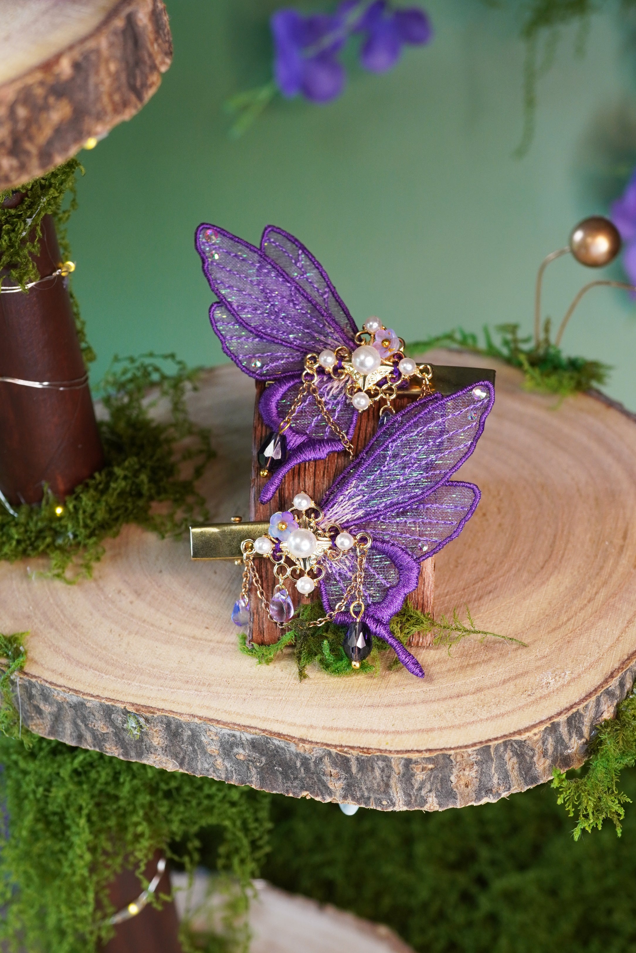 Paire de barrettes féériques Violettes