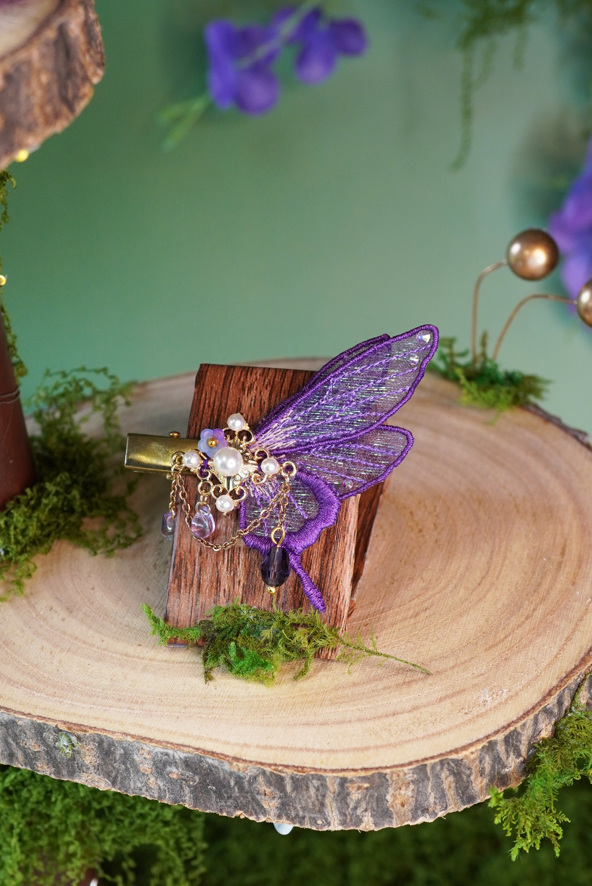 Paire de barrettes féériques Violettes