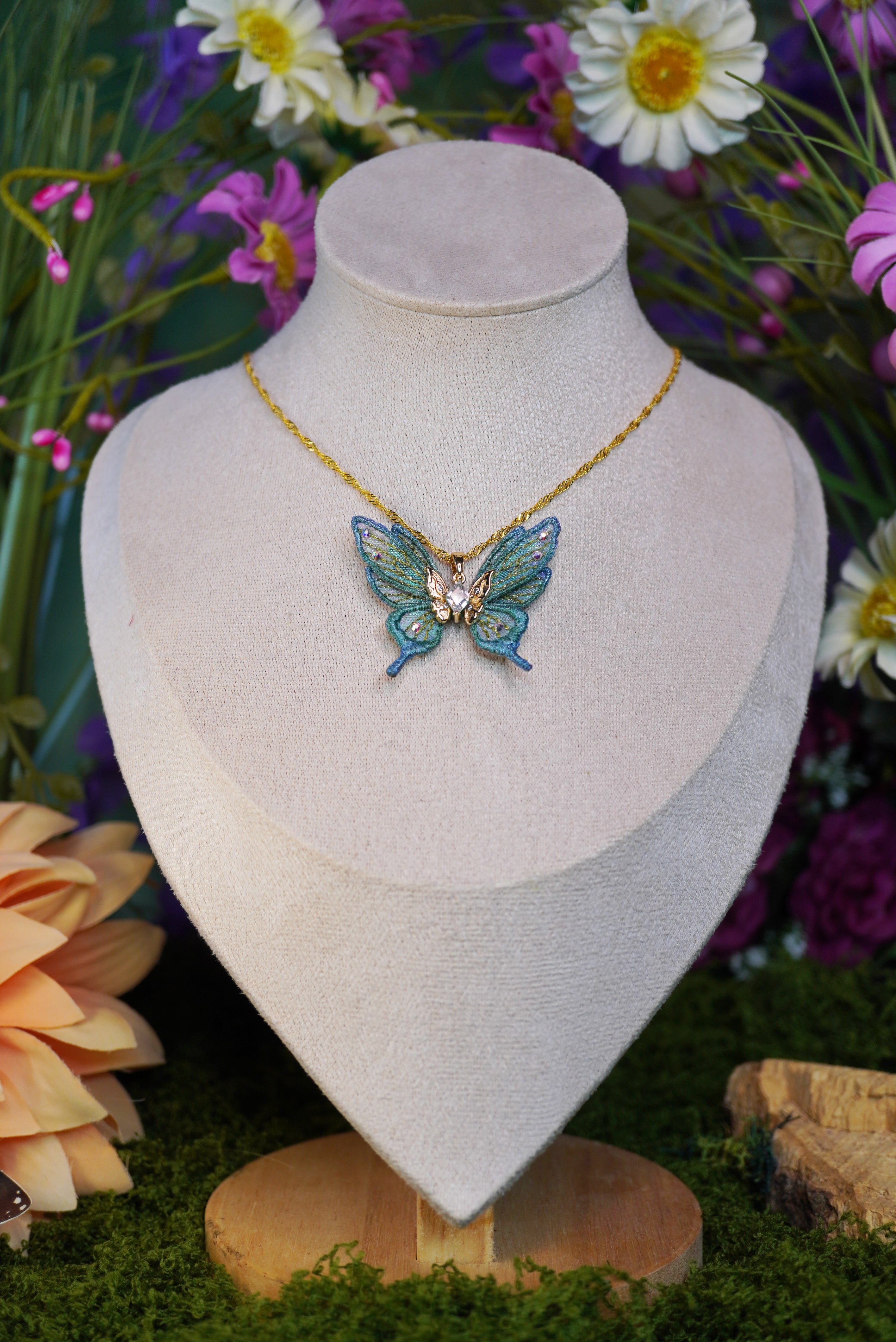 Collier mini-fée dégradé vert