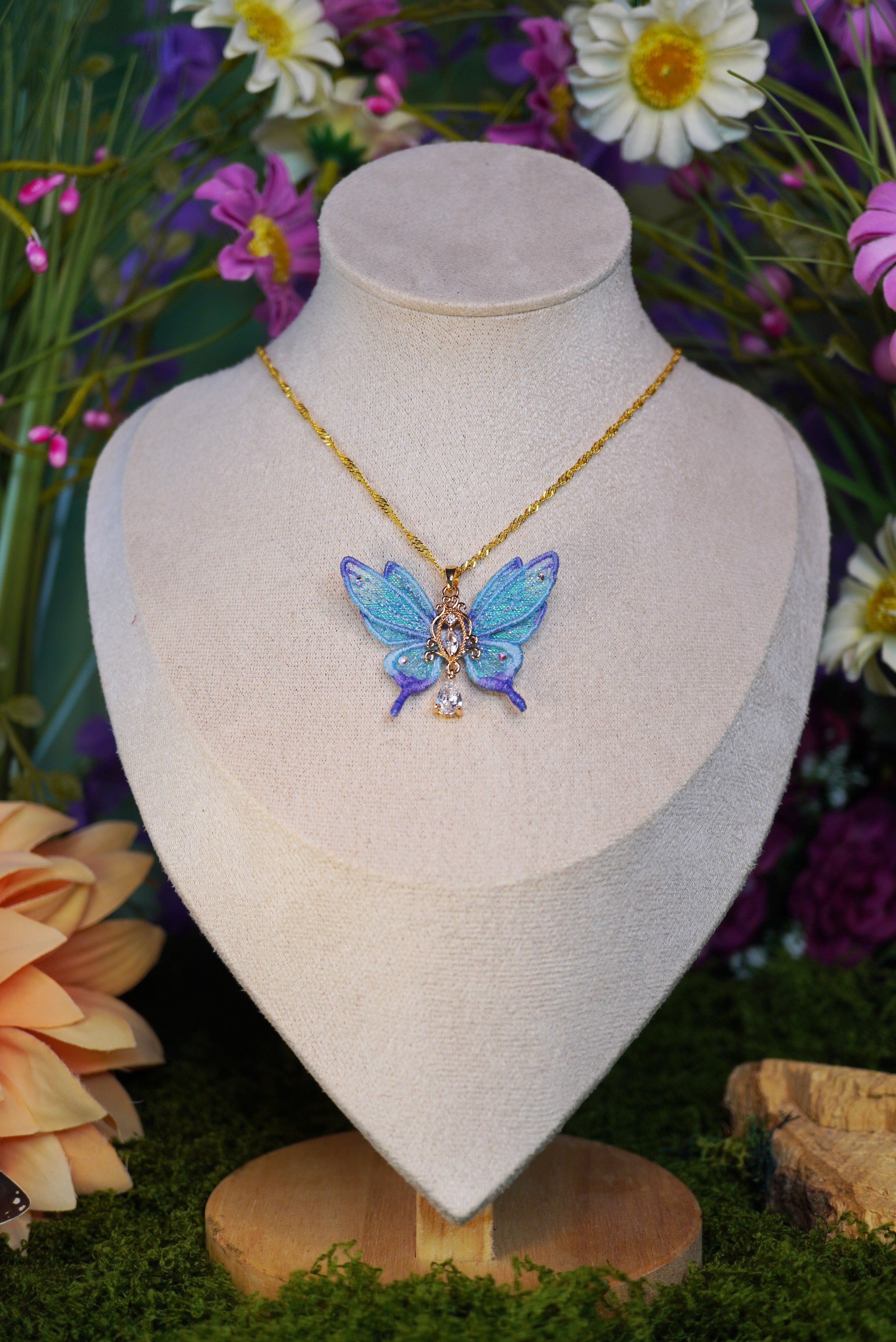 Collier mini-fée bleu dégradé violet