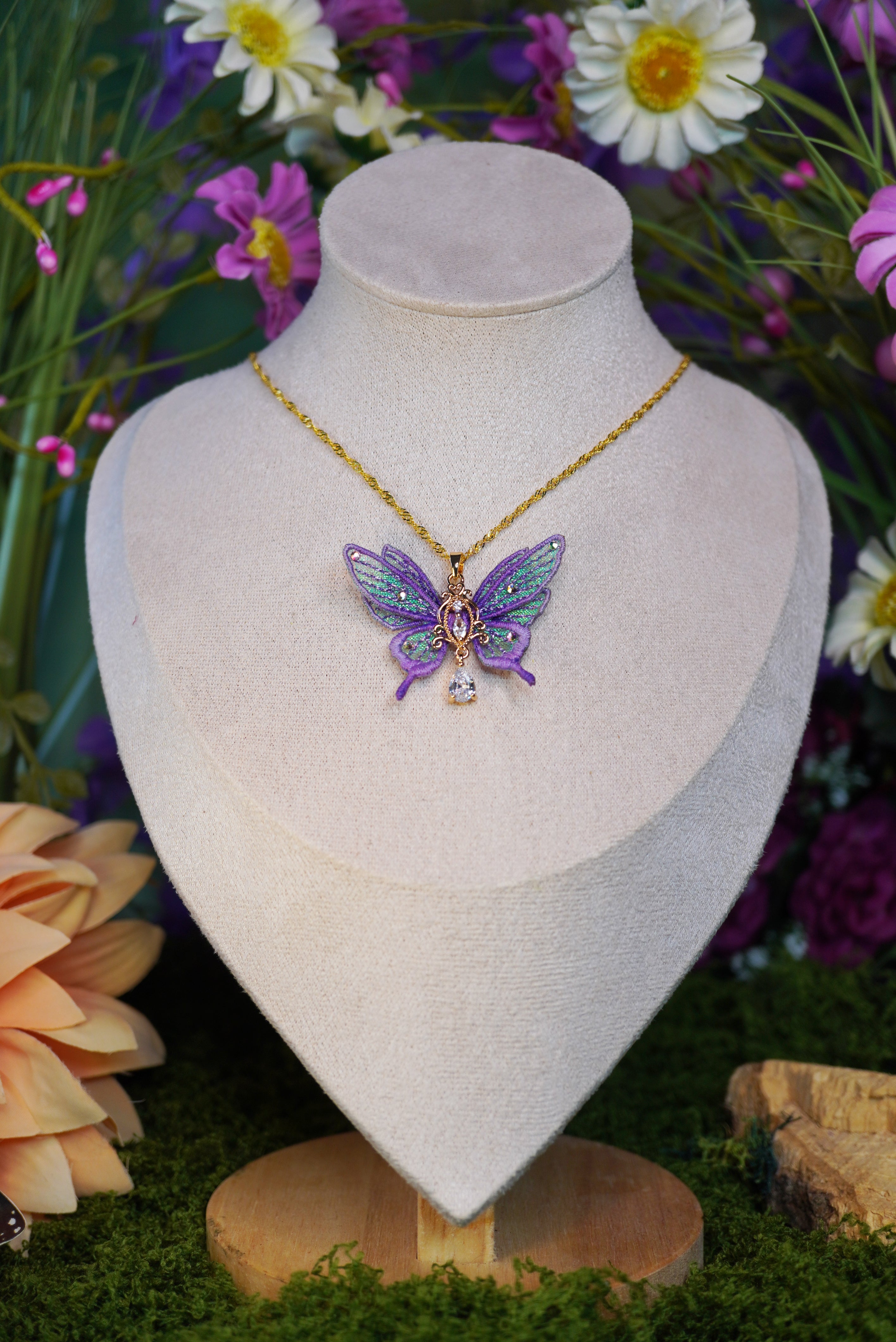 Collier mini-fée violet dégradé