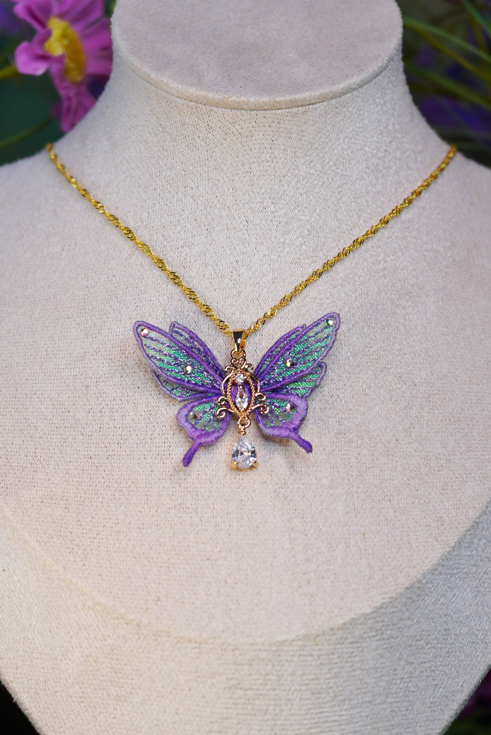 Collier mini-fée violet dégradé