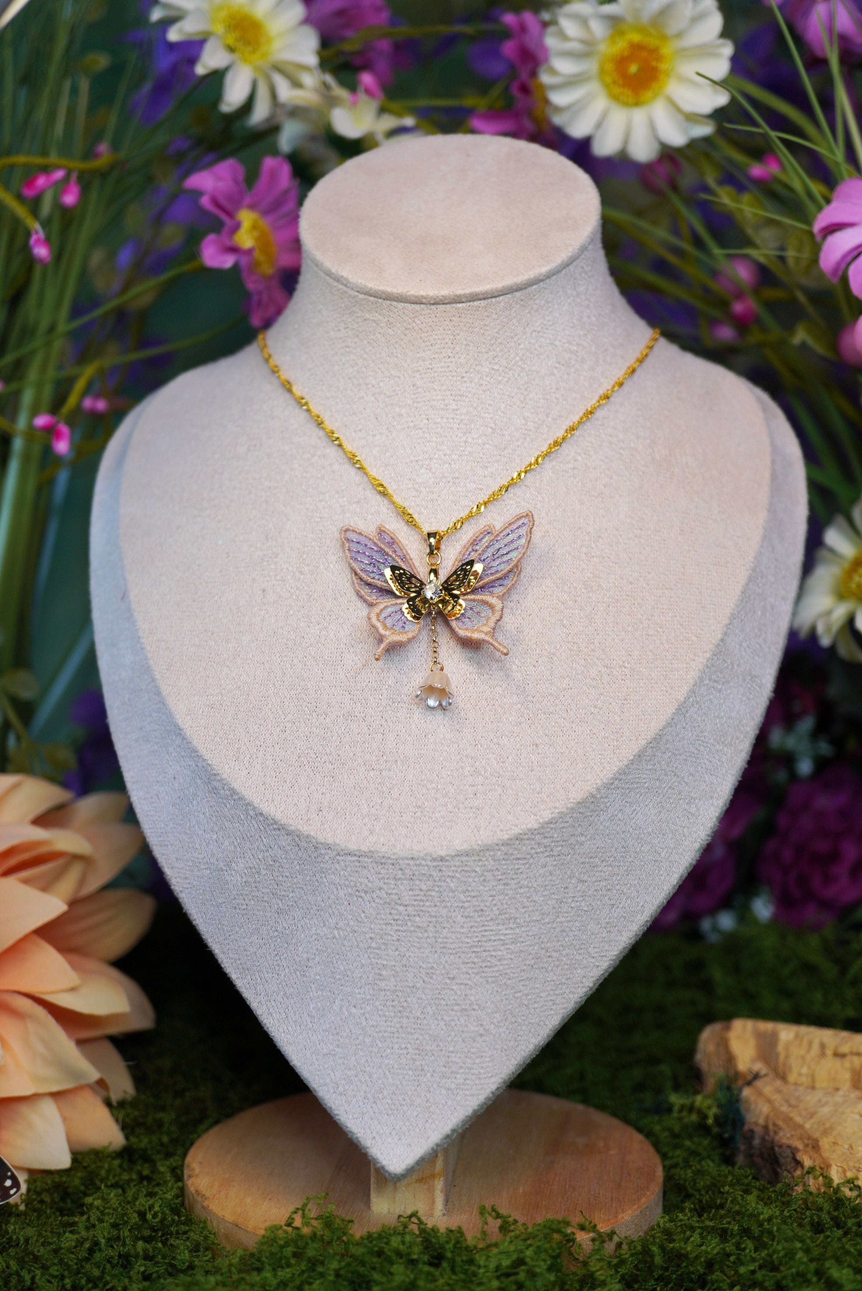 Collier mini-fée rose