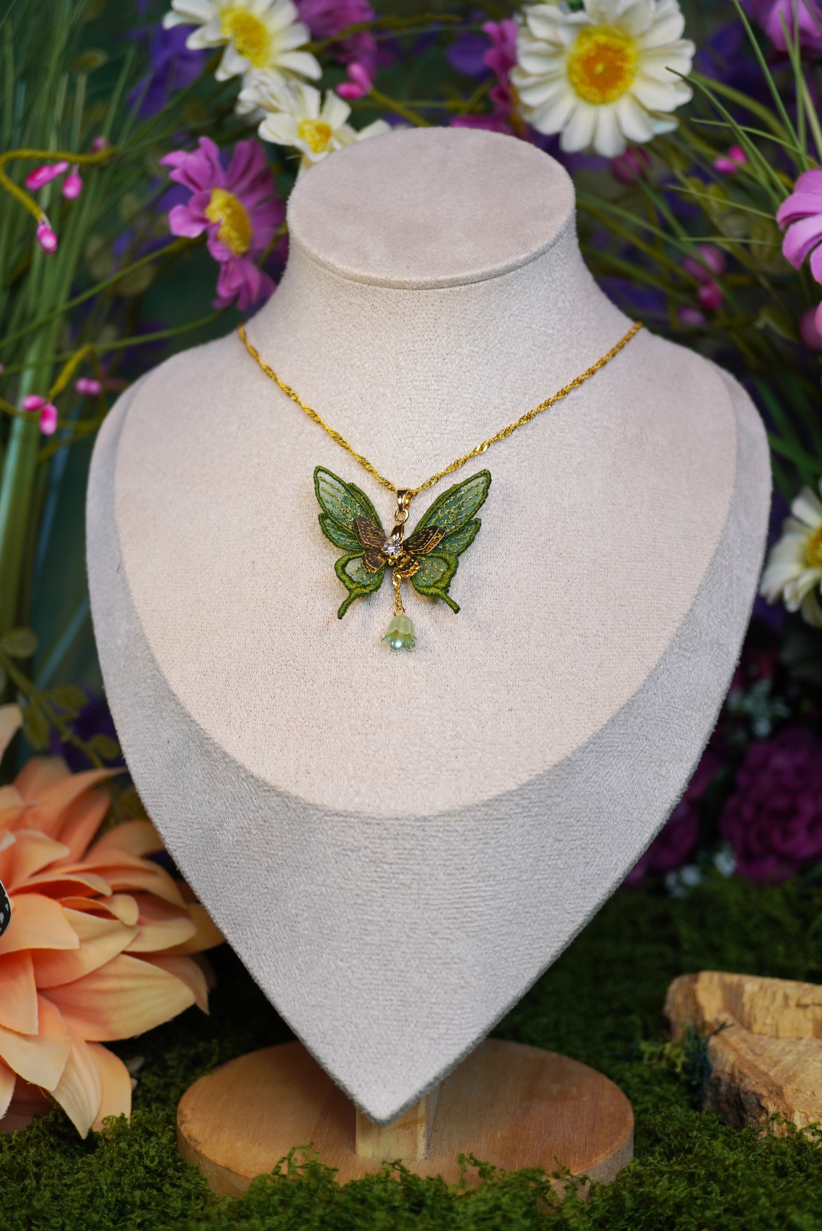 Collier mini-fée vert