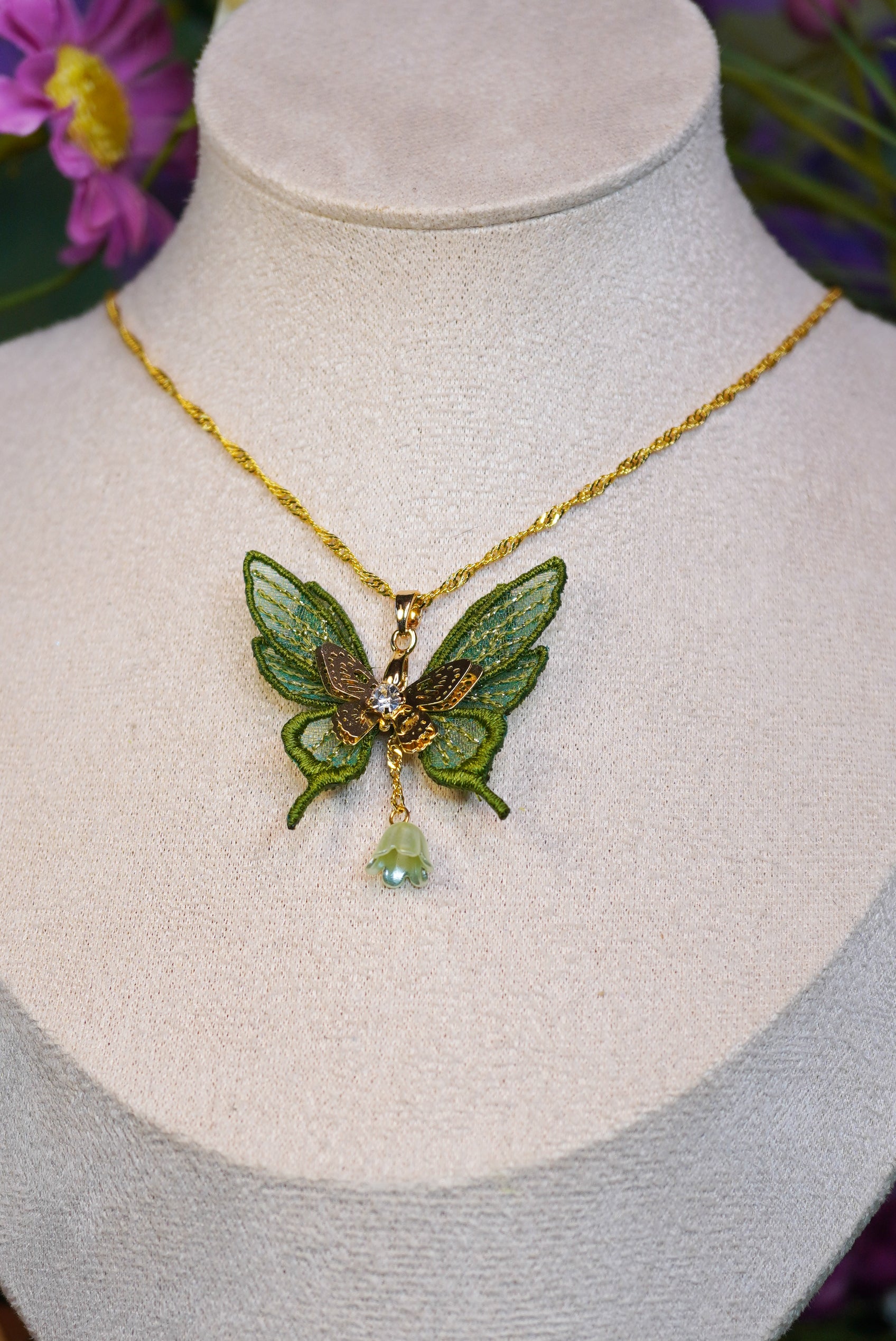 Collier mini-fée vert