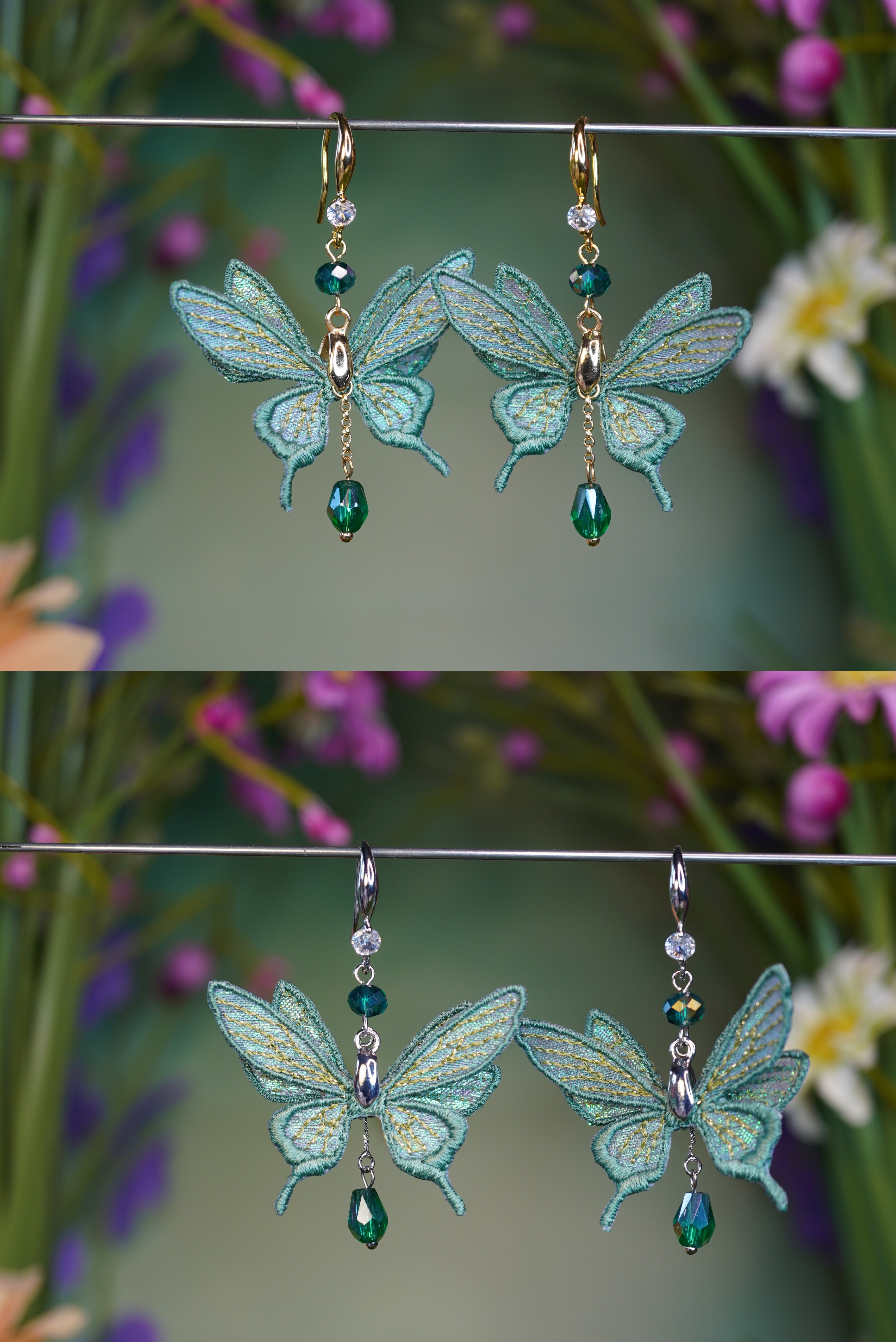 Boucles d'oreilles mini-fées vertes