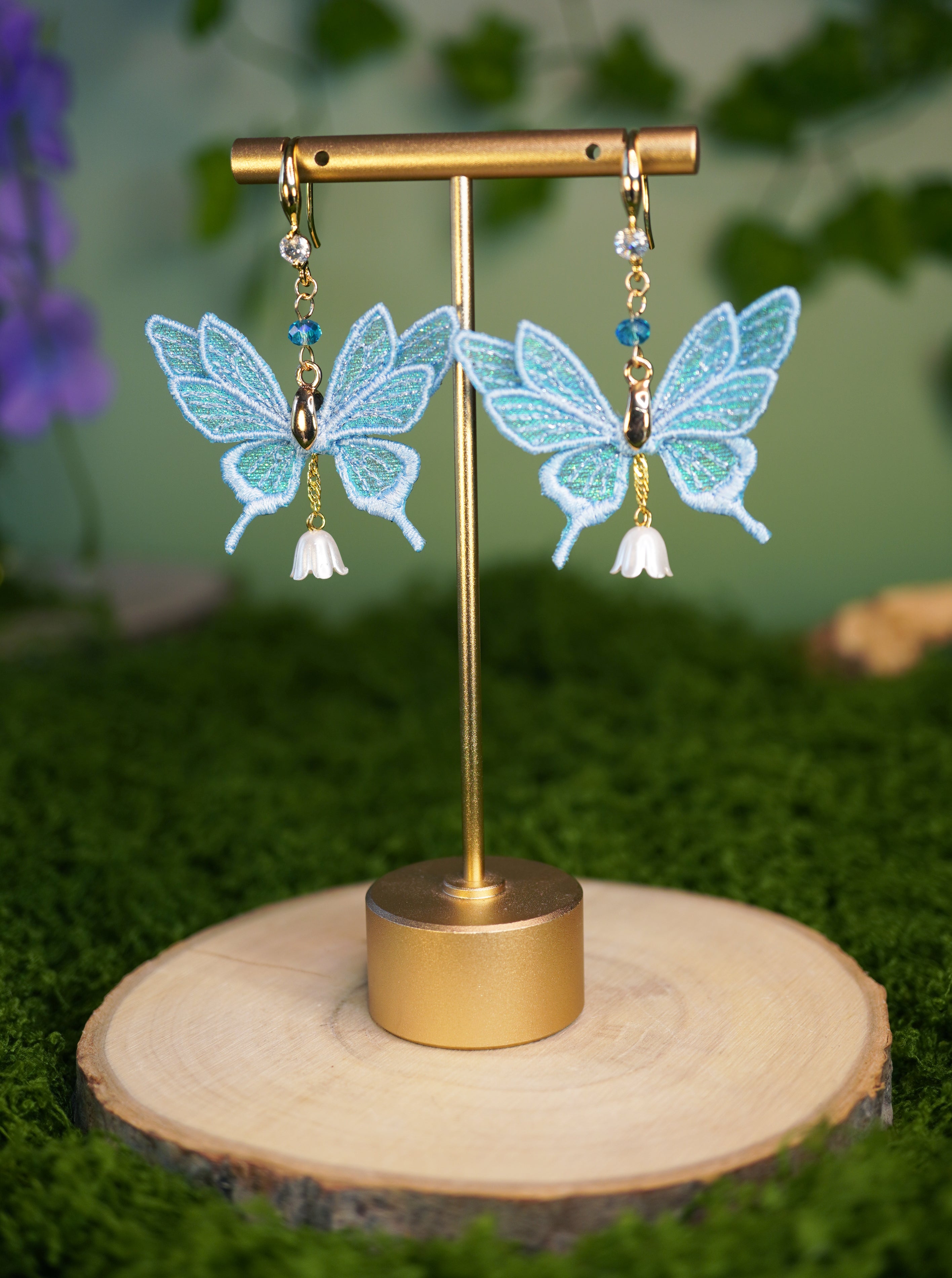 Boucles d'oreilles mini-fées bleues
