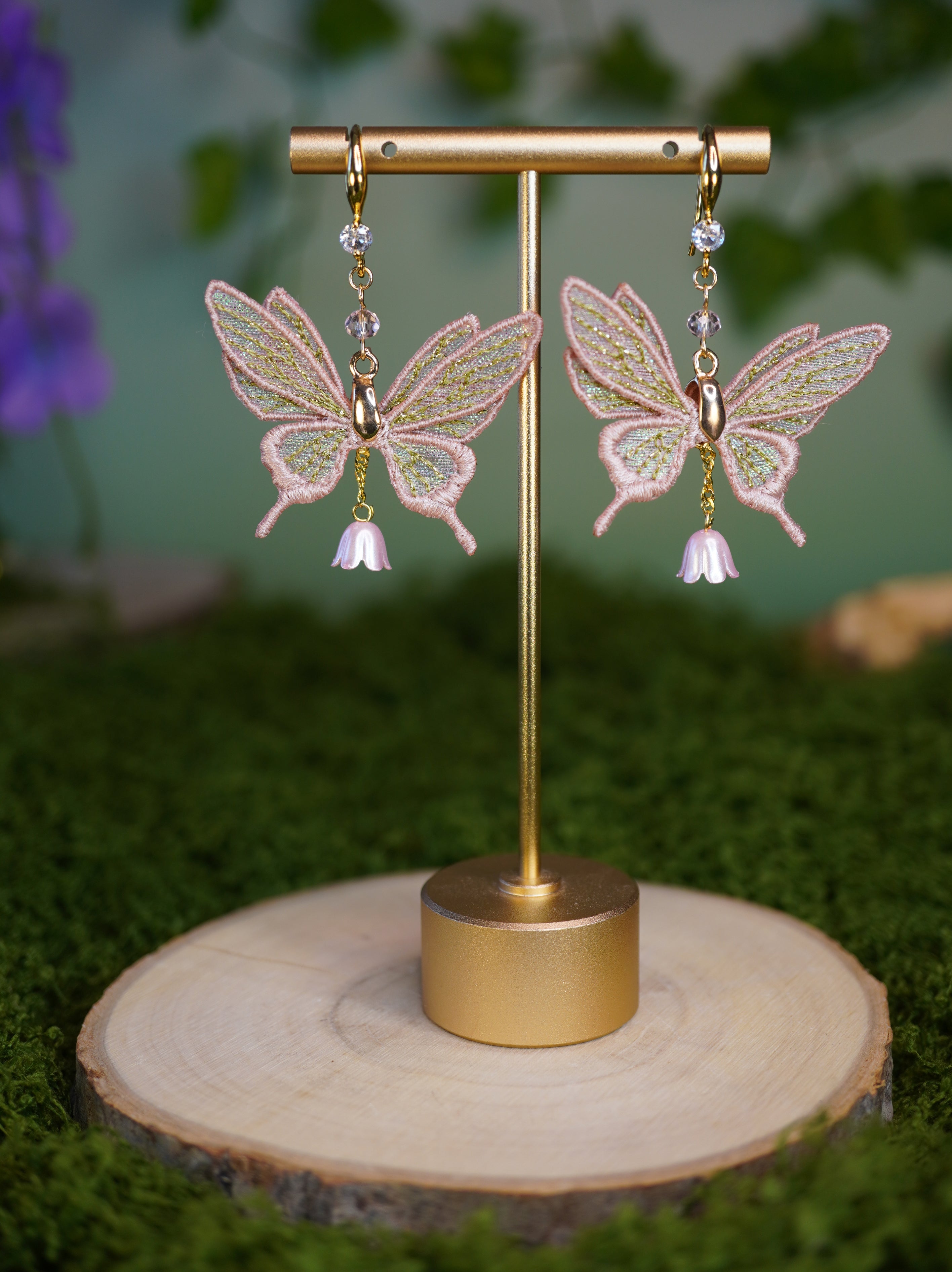 Boucles d'oreilles mini-fées roses