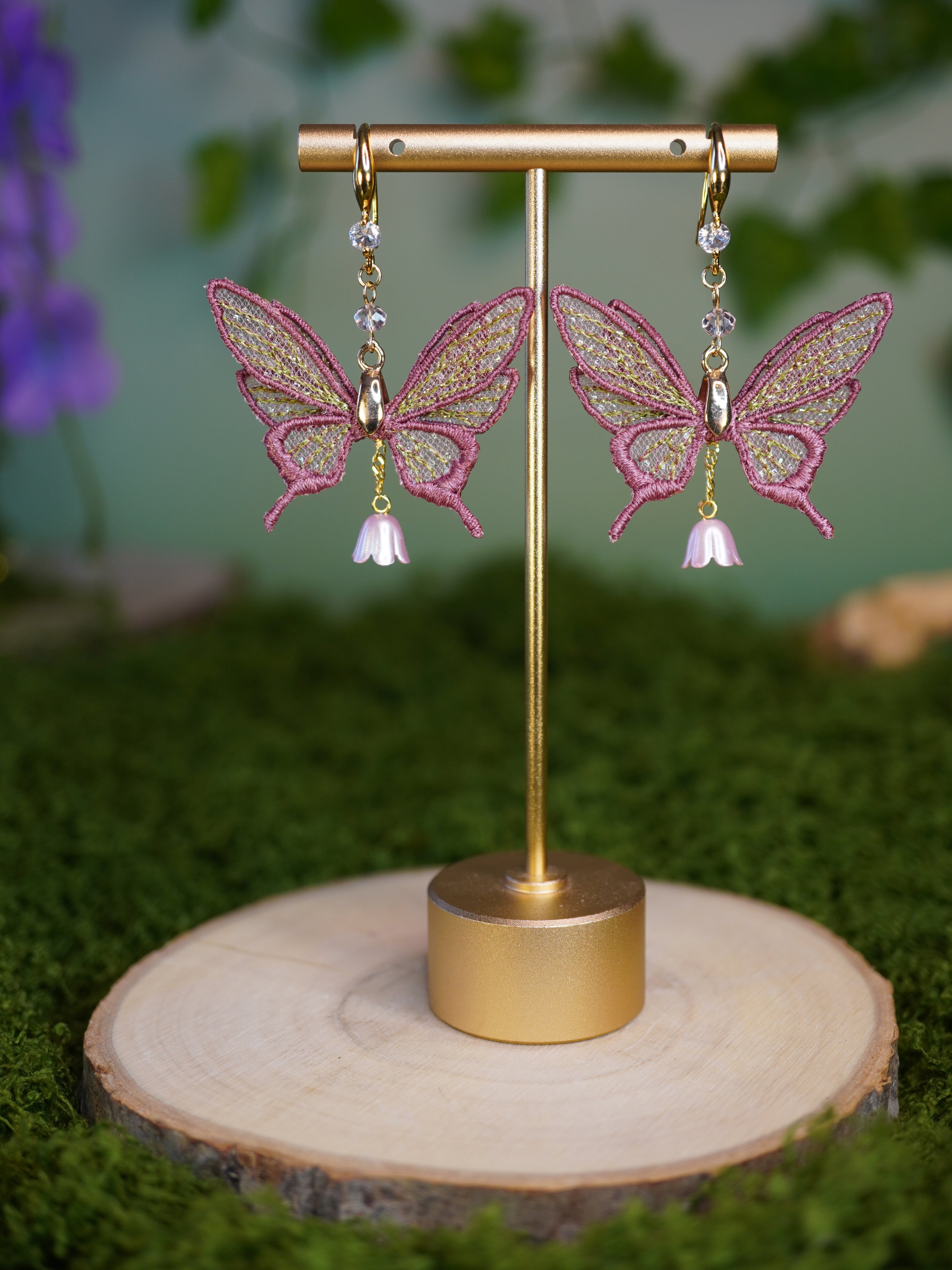Boucles d'oreilles mini-fées roses vif