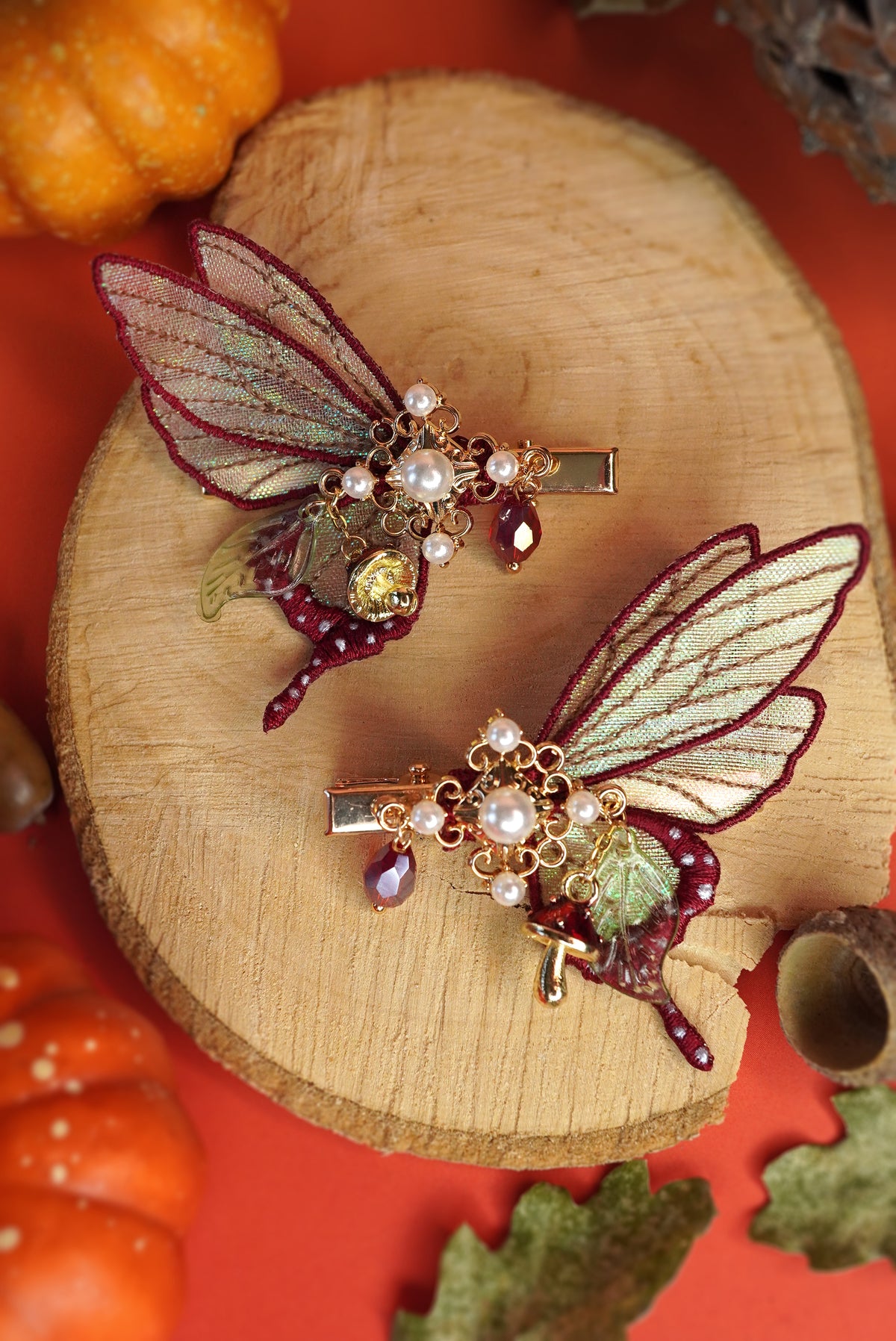 Paire de barrettes Automnales