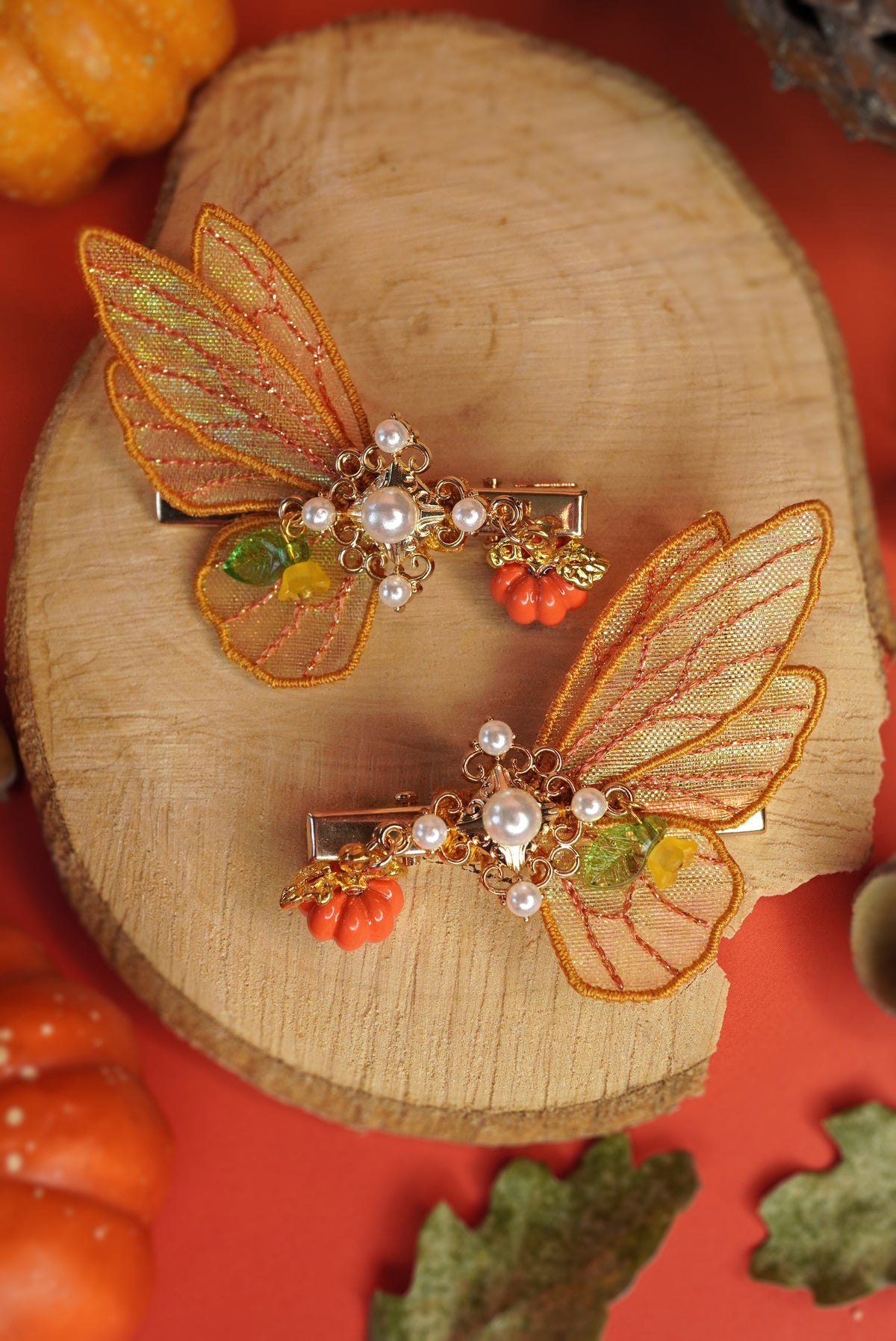 Paire de barrettes Automnales