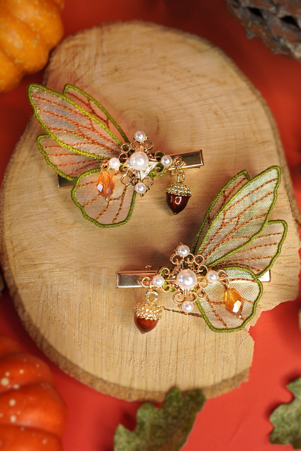 Paire de barrettes Automnales