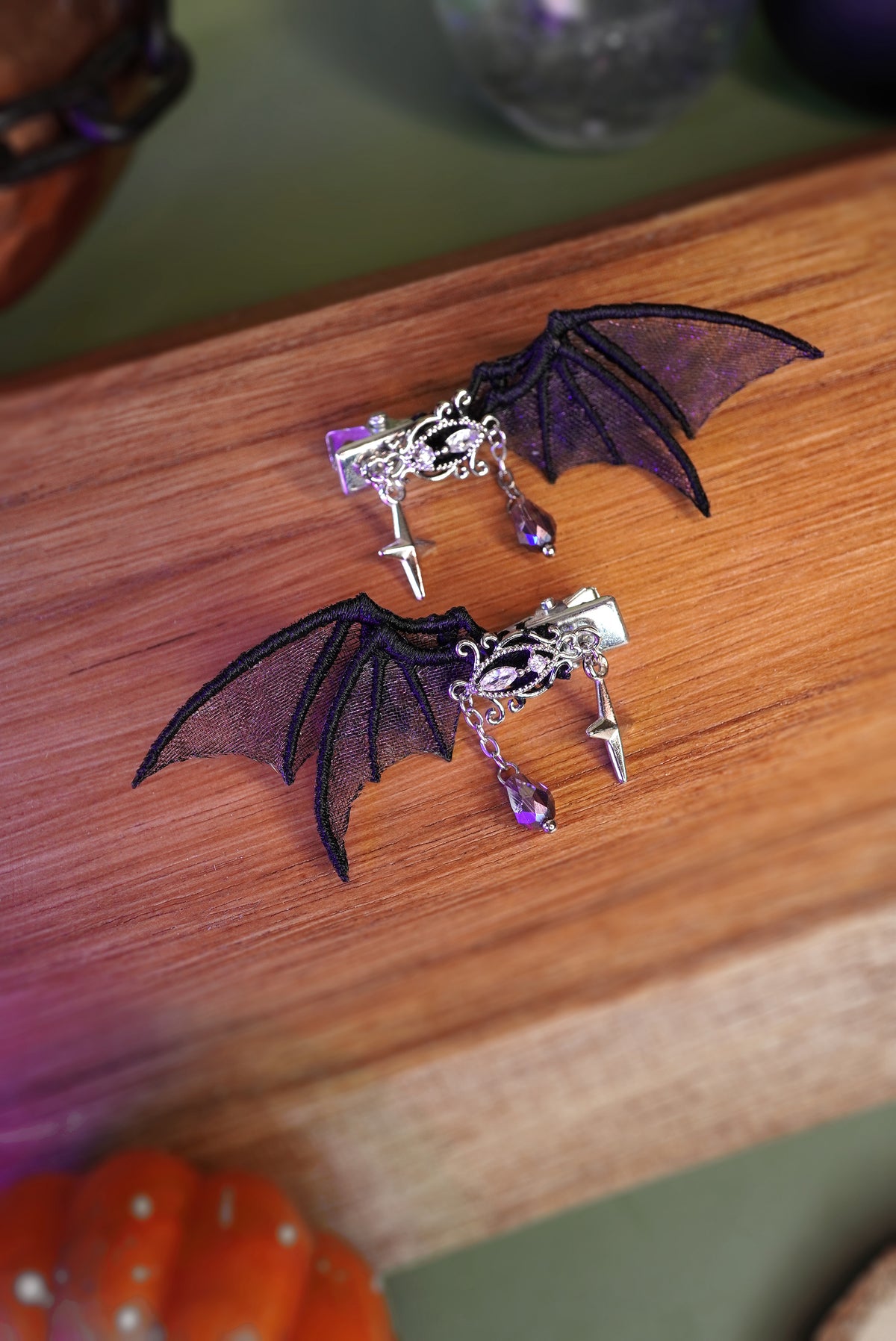 Paire de barrettes "Ailes de chauve-souris"