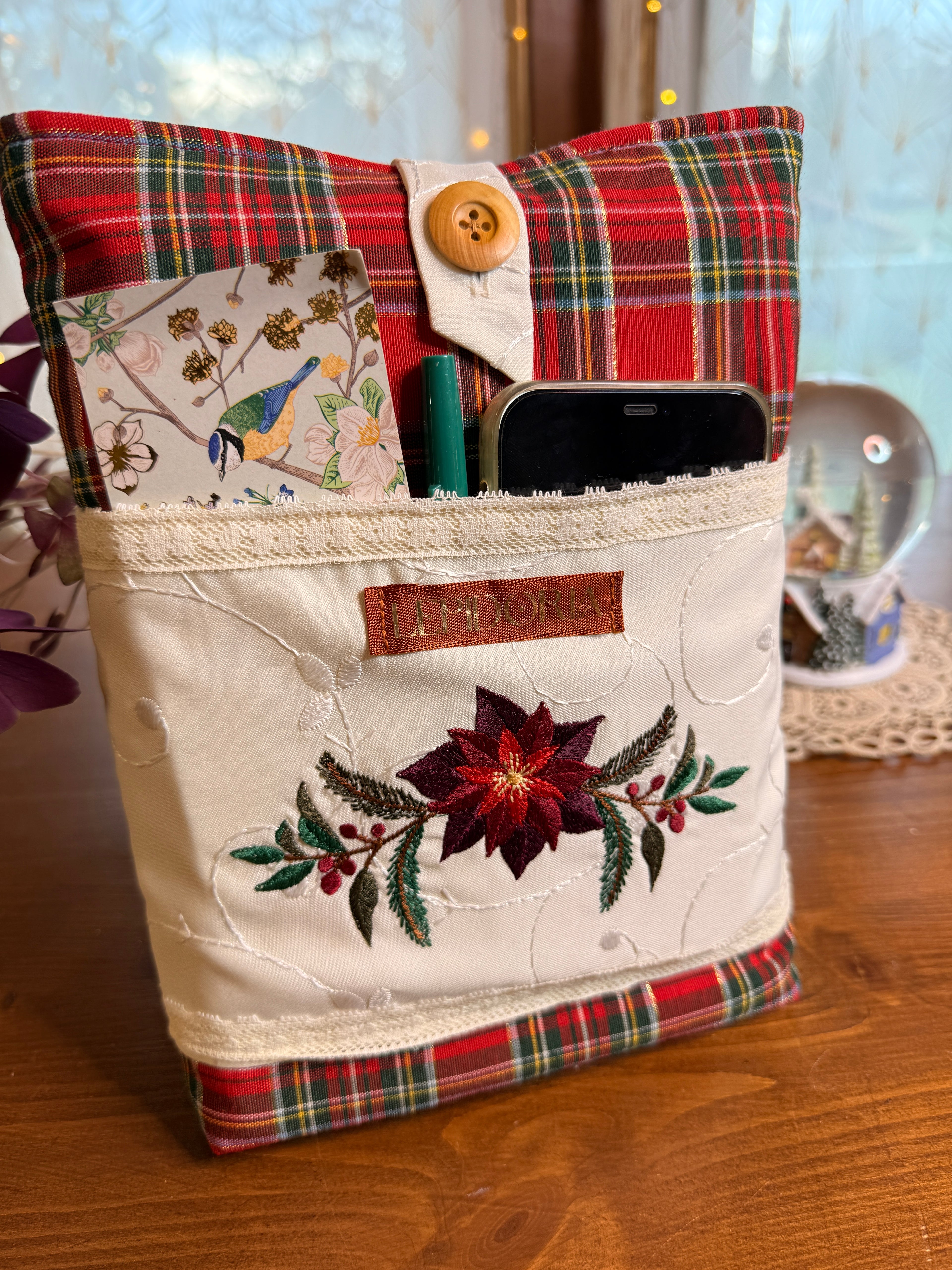 Pochette livre grand format "Étoile de Noël" (version tartan rouge)