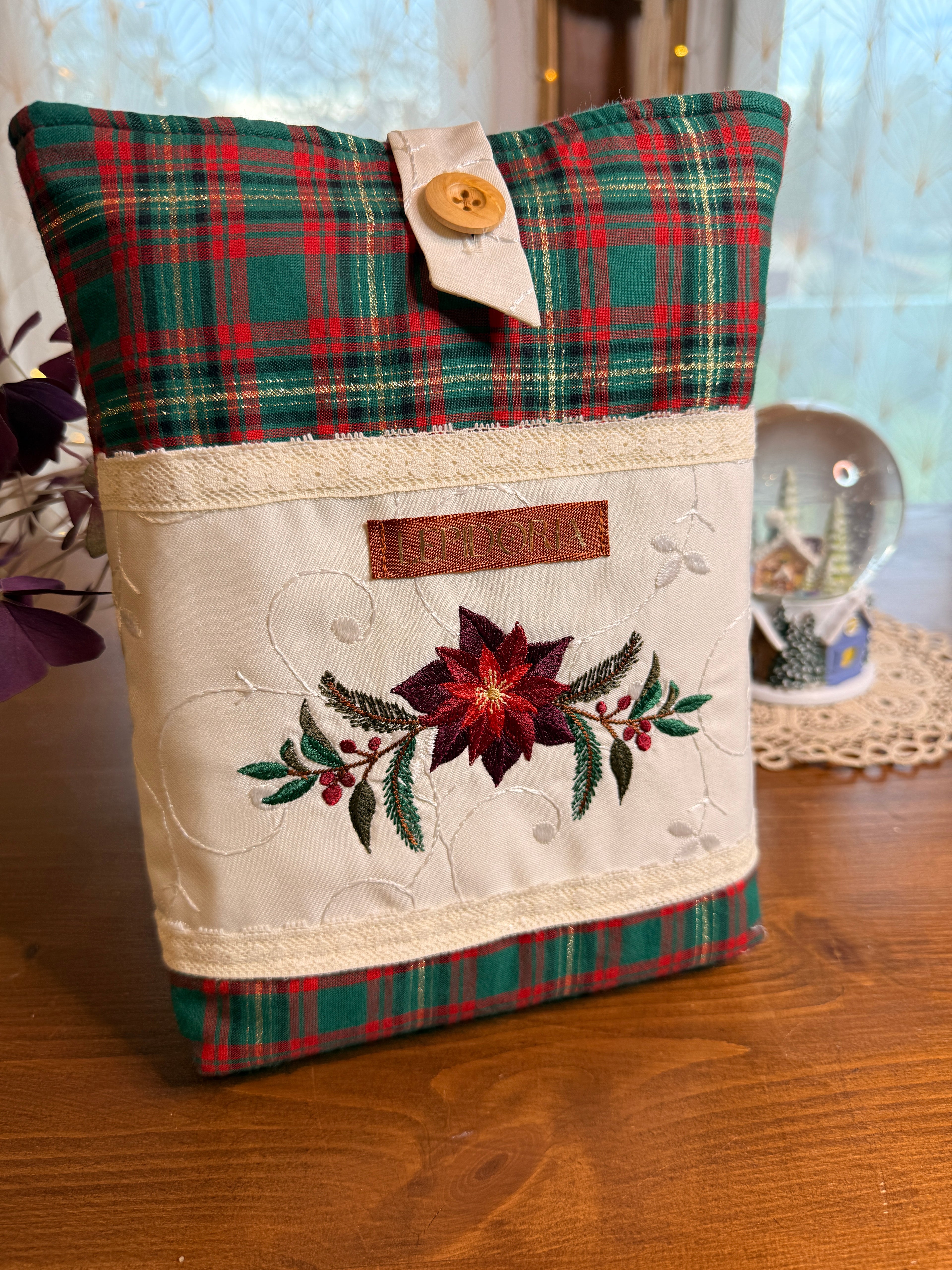 Pochette livre grand format "Étoile de Noël" (version tartan vert)