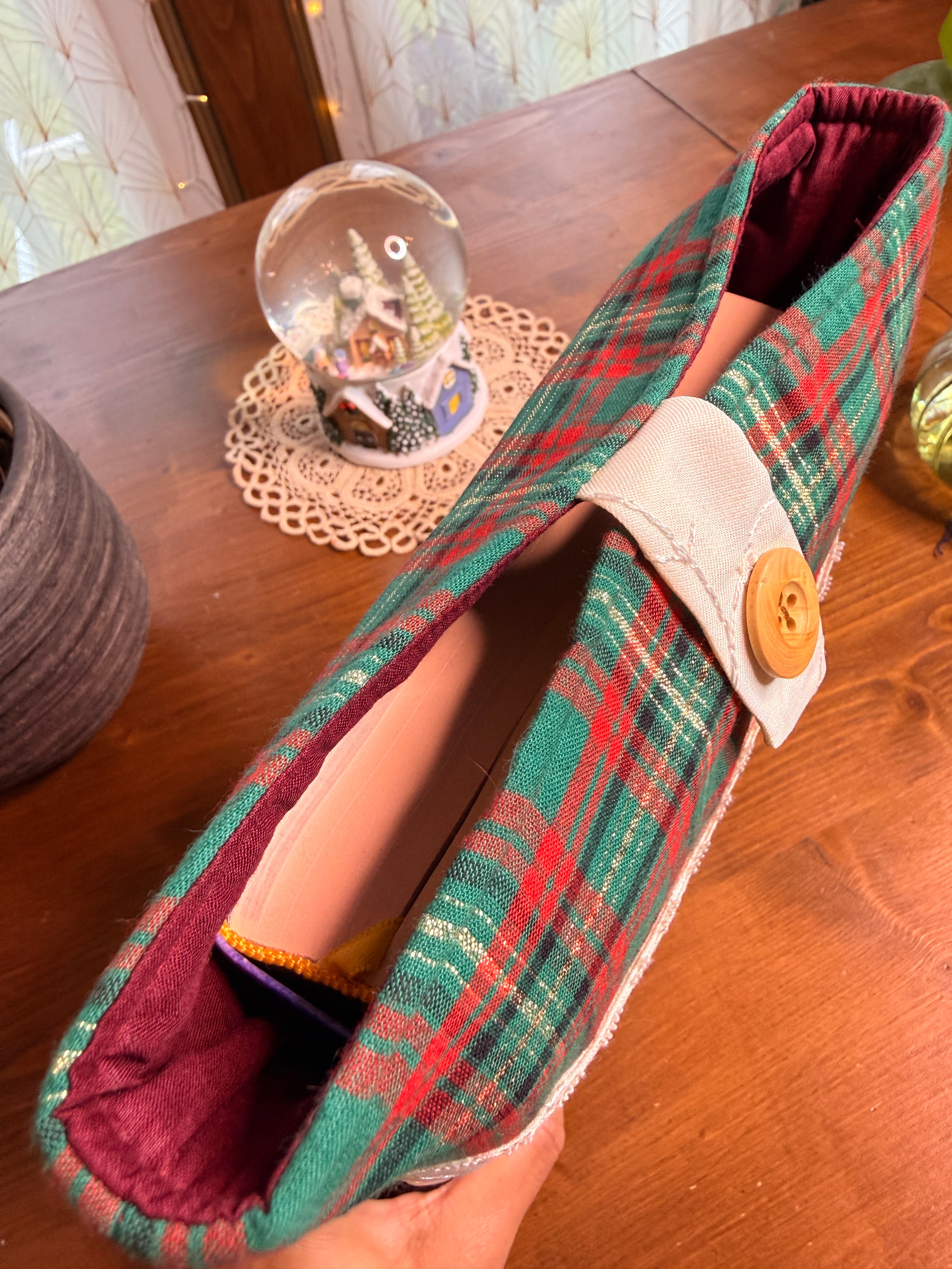 Pochette livre grand format "Étoile de Noël" (version tartan vert)