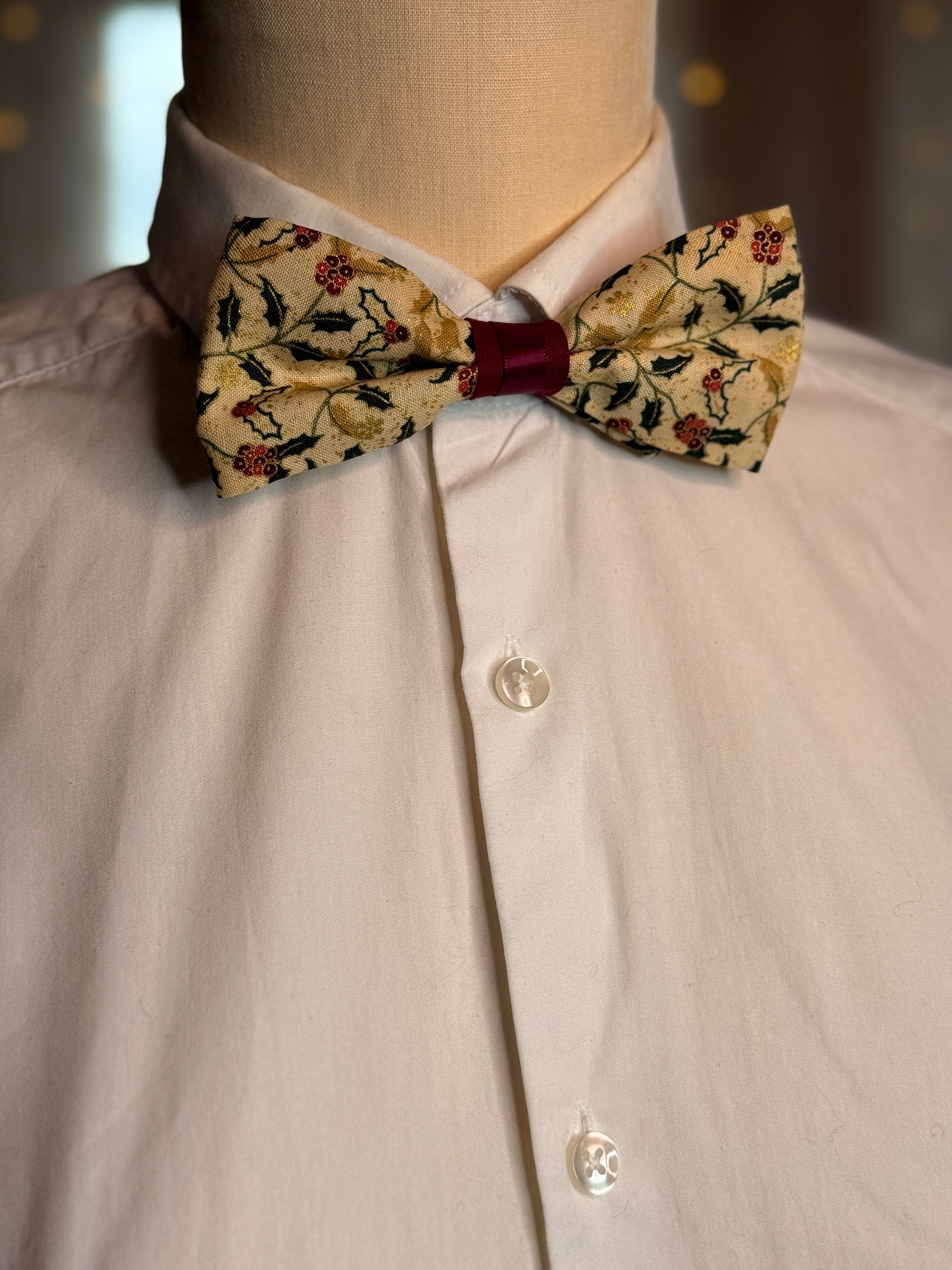 Noeud papillon "Houx festif"